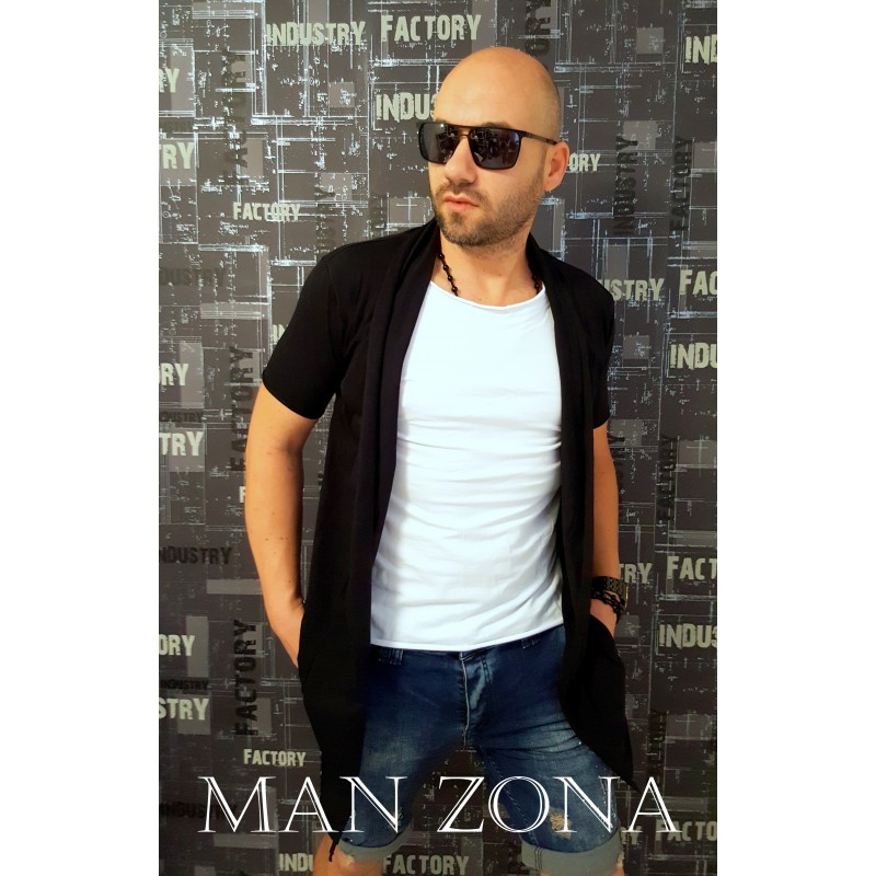 Тениска с жилетка 2 в 1 черно с бяло